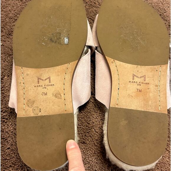 Marc Fisher Pink Suede and Sherpa Lined Slip On Sandals Womens Size 7 - Picture 5 of 6
